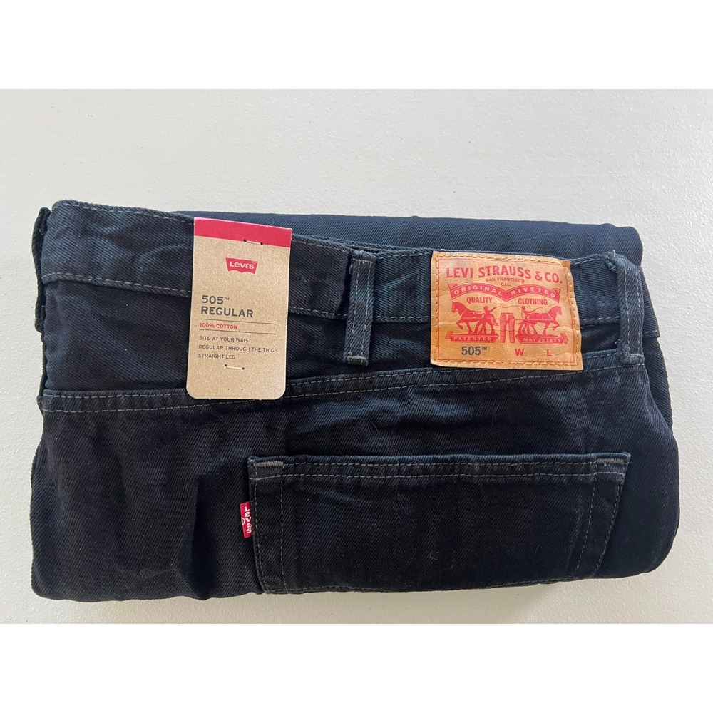 Levi's 505 Regular NEW Mens Black 56x30 Fits 52x28 Straight Leg Jeans
